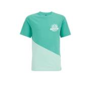WE Fashion T-shirt turquoise/lichtblauw Groen Jongens Biologisch katoe...