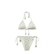 Mango Kids triangel bikini wit/groen Meisjes Polyester Paisley - 152(X...