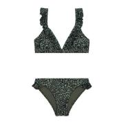 Shiwi triangel bikini Bella met ruches groen/zwart Meisjes Polyester A...