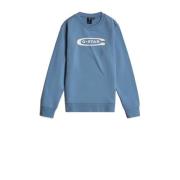 G-Star RAW sweater sweater regular lichtblauw/wit Effen - 140