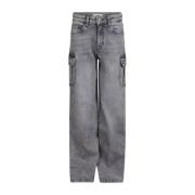 Shoeby straight fit jeans grijs Meisjes Denim Effen - 158