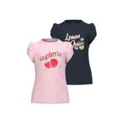NAME IT KIDS T-shirt NKFVIBEKE - (set van 2) Roze Meisjes Katoen Ronde...