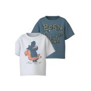 NAME IT MINI T-shirt - set van 2 blauw/wit Jongens Katoen Ronde hals P...