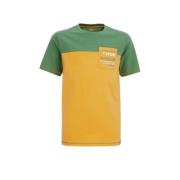 WE Fashion T-shirt groen/geel Jongens Katoen Ronde hals Meerkleurig - ...