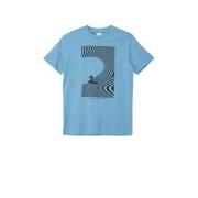 s.Oliver T-shirt met printopdruk blauw Jongens Katoen Ronde hals Print...