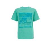 WE Fashion T-shirt met backprint zeegroen Jongens Katoen Ronde hals Ba...