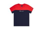 Champion T-shirt met logo donkerblauw/rood Jongens Katoen Ronde hals L...