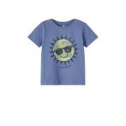 NAME IT MINI T-shirt NMMPFREDDI met printopdruk blauw Jongens Katoen R...