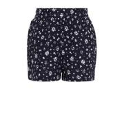 WE Fashion straight fit casual short met all over print donkerblauw Ko...