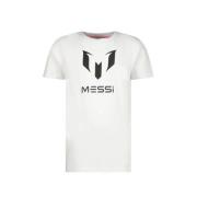 Messi T-shirt Ten met logo wit/zwart Jongens Katoen Ronde hals Logo - ...