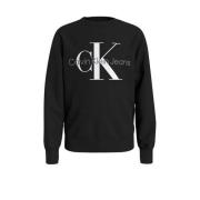 Calvin Klein sweater Terry met logo zwart Jongens/Meisjes Polyester Ro...