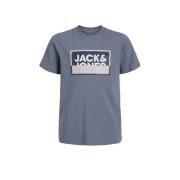 JACK & JONES JUNIOR T-shirt JCOLOGAN SOMMER met logo blauwgrijs Jongen...