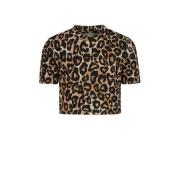 Shoeby T-shirt met panterprint bruin/zwart Meisjes Polyester Ronde hal...