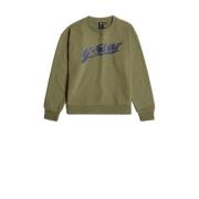 G-Star RAW sweater sweater loose mosgroen Effen - 164