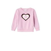 NAME IT MINI sweater NMFKATLA met printopdruk en borduursels roze Prin...