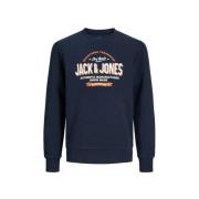 JACK & JONES JUNIOR sweater JJELOGO met logo donkerblauw Logo - 152