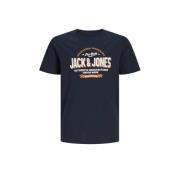 JACK & JONES JUNIOR T-shirt JJELOGO met logo warmrood Blauw Jongens Ka...