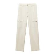 Mango Kids cargobroek ecru Meisjes Lyocell Effen - 168(M)