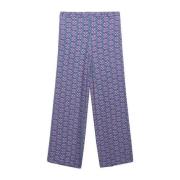 Mango Kids broek met all over print donkerblauw/paars Meisjes Viscose ...