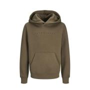 JACK & JONES JUNIOR hoodie JJESTAR met logo bruin Sweater Tekst - 164