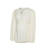 MAMALICIOUS zwangerschapsblouse MLMERCY ecru Dames Viscose V-hals Effe...