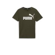 Puma T-shirt olijfgroen Jongens Katoen Ronde hals Logo - 176