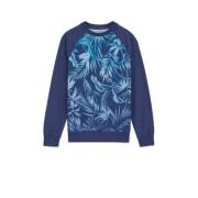 WE Fashion sweater donkerblauw Trui Jongens Katoen Ronde hals Blad - 1...