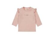 Dirkje baby longsleeve met printopdruk en ruches roze Meisjes Stretchk...