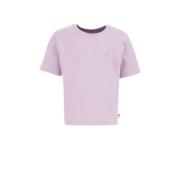 WE Fashion T-shirt lila Paars Meisjes Katoen Ronde hals Effen - 134/14...