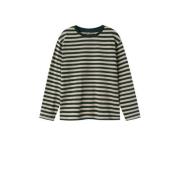 NAME IT KIDS gestreepte longsleeve NKMSALMO beige/zwart Jongens Katoen...