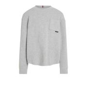 Tommy Hilfiger gemêleerde longsleeve grijs Jongens Katoen Ronde hals M...