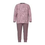 NAME IT MINI pyjama NMFNIGHTSET FLOWER paars/mauve Meisjes Stretchkato...