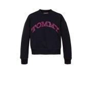 Tommy Hilfiger sweater Blauw Meisjes Katoen Ronde hals Logo - 122