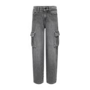 KIDS ONLY GIRL wide leg jeans KOGHARMONY dark grey denim Grijs Effen -...