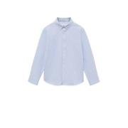 Mango Kids gestreepte blouse lichtblauw/wit Meisjes Katoen Klassieke k...