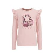 WE Fashion gestreepte longsleeve pink marshmallow Roze Meisjes Stretch...