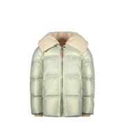 Like Flo quilted gewatteerde winterjas Amaya zachtgroen metallic/beige...