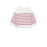 Mango Kids gestreepte sweater wit/rood Meisjes Katoen Ronde hals Stree...