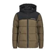 JACK & JONES JUNIOR gewatteerde jas bruin Jongens Polyester Capuchon M...