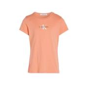 CALVIN KLEIN JEANS T-shirt met logo lichtoranje Meisjes Katoen Ronde h...