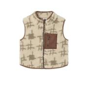 NAME IT MINI gilet NMMNAK met all over print beige/bruin Jongens Teddy...