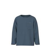 NAME IT MINI longsleeve NMMNELKA grijsblauw Jongens Katoen Ronde hals ...