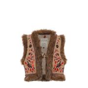 LOOXS little imitatiebont gilet met printopdruk bruin Printopdruk - 12...