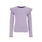 WE Fashion gestreepte longsleeve zwart/wit Paars Meisjes Stretchkatoen...