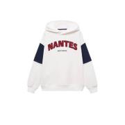 Mango Kids hoodie met tekst wit Sweater Tekst - 152