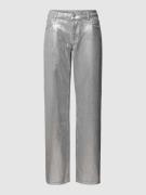 Straight leg jeans in zilver metallic