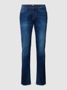 Slim fit jeans met labelstitching, model 'SCANTON'