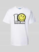 T-shirt met ronde hals, model 'SMILEY YOUR MOM'