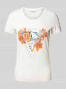T-shirt met label- en motiefprint, model 'TROPICAL TRIANGLE'