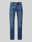 Slim fit jeans met labelpatch, model 'OREGON'
